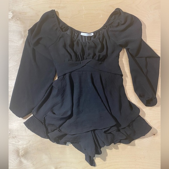 Altar'd State Black Ruffled Romper Medium (IG) - Picture 3 of 12